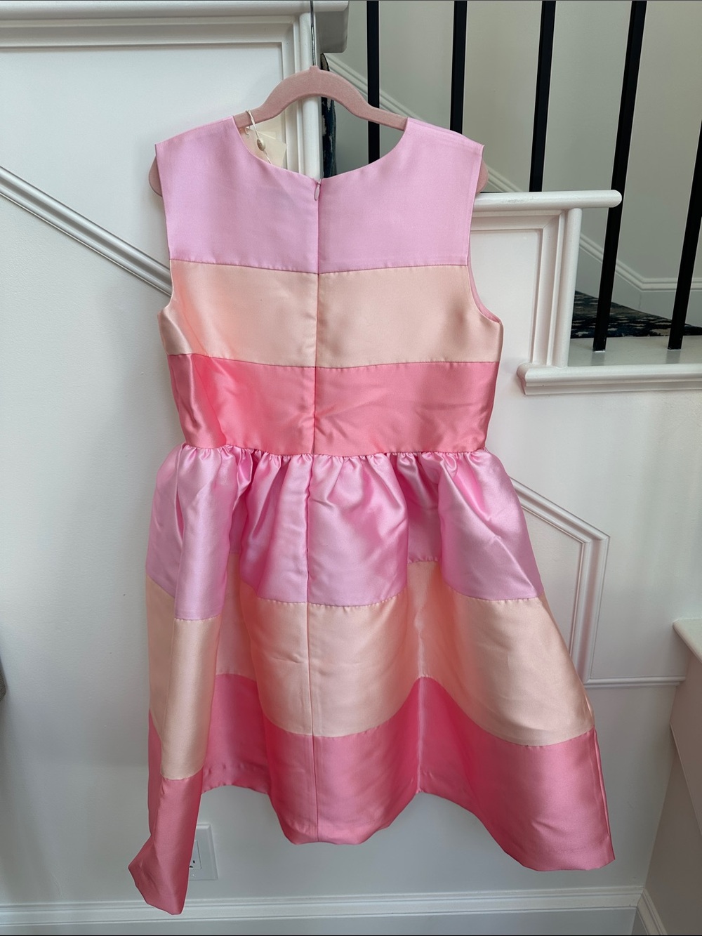 Rachel Riley Pink and Cream Satin Stripe Party Dress - Picture 6 of 6